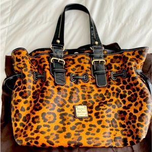 Dooney & Bourke Chiara Multicolor Leather Leopard Printed Large Satchel Tote Bag